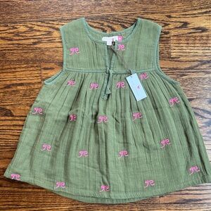 Pink Chicken Olive Green Top with Pink Embroidery